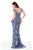 Scalloped Lace Sheath Evening Dress in Blue