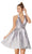Lace Deep V-neck A-line Cocktail Dress in Silver
