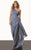 JS Collection - 862314 One-Shoulder Ruched Evening Gown in Gray