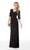 Ruched V-neck Jersey Sheath Dress in Black
