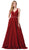 Dancing Queen - 2706 Deep V-neck A-line Gown in Red