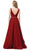 Dancing Queen - 2706 Deep V-neck A-line Gown in Red