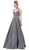 Dancing Queen - 2706 Deep V-neck A-line Gown in Silver