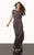 JS Collections - 862842 Short Sleeve Beaded Illusion Blouson Gown in Gray