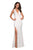 La Femme - Double Cross-Strapped High Slit Gown 27082 In White