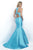 Intrigue - Crystal Studded V-Neck Mikado Mermaid  Gown  270 in Blue