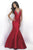 Intrigue - Crystal Studded V-Neck Mikado Mermaid  Gown  270 in Red