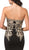 Dancing Queen - 2718 Gilded Plunging Sweetheart Trumpet Gown In Black