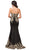 Dancing Queen - 2718 Gilded Plunging Sweetheart Trumpet Gown In Black