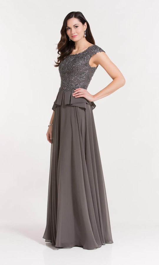 Alyce Paris - 27193 Embellished Bateau A-line Dress In Gray
