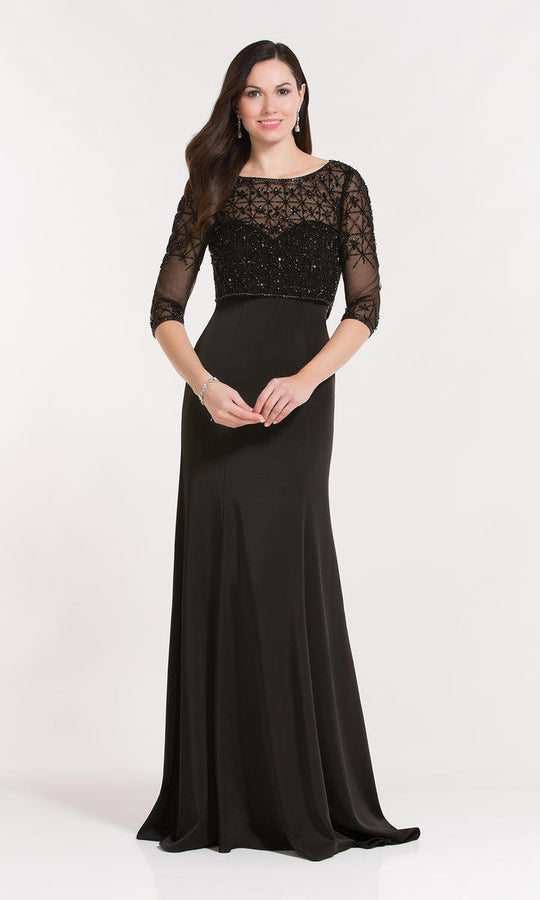 Alyce Paris - 27207 Fitted Satin Dress with Removable Sheer Top in Black