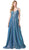 Dancing Queen - 2720 Sleeveless V-neck A-line Gown In Blue
