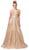 Dancing Queen - 2721 Sequined V-Neck A-Line Prom Dress In Gold