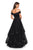 La Femme - Off-Shoulder Pleated A-Line Gown 27224 In Black