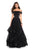 La Femme - Off-Shoulder Pleated A-Line Gown 27224 In Black