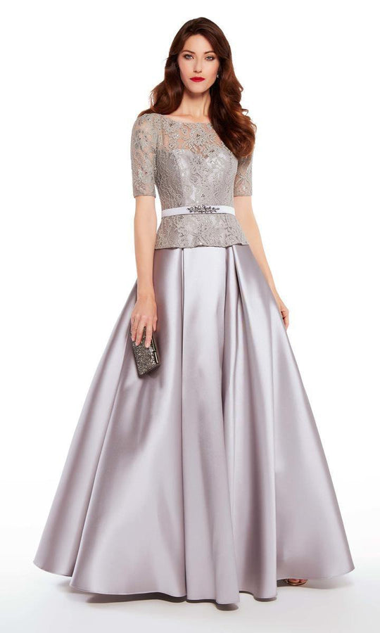 Alyce Paris - 27231 Lace Illusion Bateau Ballgown In Silver