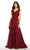 Alyce Paris - 27232 Lace V-neck Chiffon A-line Dress In Red