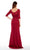 Quarter Sleeves Lace Chiffon A-line Gown 27234 in Red