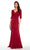 Alyce Paris - 27234 Quarter Sleeves Lace Chiffon A-line Gown in Red