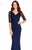 Alyce Paris - 27241 Scalloped Lace Fitted V-Neck Dress In Blue