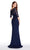 Alyce Paris - 27241 Scalloped Lace Fitted V-Neck Dress In Blue