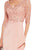 Alyce Paris - 27242 Beaded Lace V Neck Quarter Sleeve Wrap Gown In Pink