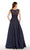 Alyce Paris - 27243 Cap Sleeve Lace Bateau Mikado Evening Gown in Blue