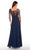 Alyce Paris - 27244 Embellished Quarter Length Sleeve A-line Dress In Blue