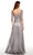 Alyce Paris - 27251 Quarter Sleeve Lace Peplum Evening Gown in Gray