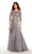 Alyce Paris - 27251 Quarter Sleeve Lace Peplum Evening Gown in Gray