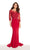 Alyce Paris - 27257 Quarter Sleeve Floral Illusion Bodice Gown In Red