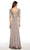 Alyce Paris - 27260 Quarter Sleeve Lace Trimmed A-line Crepe Gown  in Gray