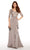 Alyce Paris - 27260 Quarter Sleeve Lace Trimmed A-line Crepe Gown  in Gray