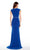Alyce Paris - 27265 Ruched V-neck Embellished Sheath Dress in Blue
