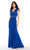 Alyce Paris - 27265 Ruched V-neck Embellished Sheath Dress in Blue