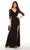 Alyce Paris - 27267 Sheer Quarter Sleeve Slit Evening Gown in Black