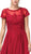 Dancing Queen - 2727 Embroidered Rosette Short Sleeve Long Dress In Red