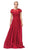 Dancing Queen - 2727 Embroidered Rosette Short Sleeve Long Dress In Red