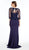 Alyce Paris - 27282 Quarter Sleeve Illusion Appliqued Sheath Gown In Blue