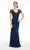 Alyce Paris - 27285 Beaded Soutache V-Neck Sheath Dress In Blue