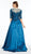 Alyce Paris - 27307 Quarter Sleeve Illusion Lace Mikado Gown In Blue