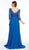 Alyce Paris - 27312 Quarter Sleeve Lace Bodice A-Line Gown  In Blue