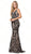Dancing Queen - 2733 Sequined Plunging V-Neck Prom Gown In Black