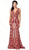 Dancing Queen - 2733 Sequined Plunging V-Neck Prom Gown In Red