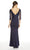 Alyce Paris - 27333 Quarter Sleeve Beaded Lace Jersey Evening Dress In Blue