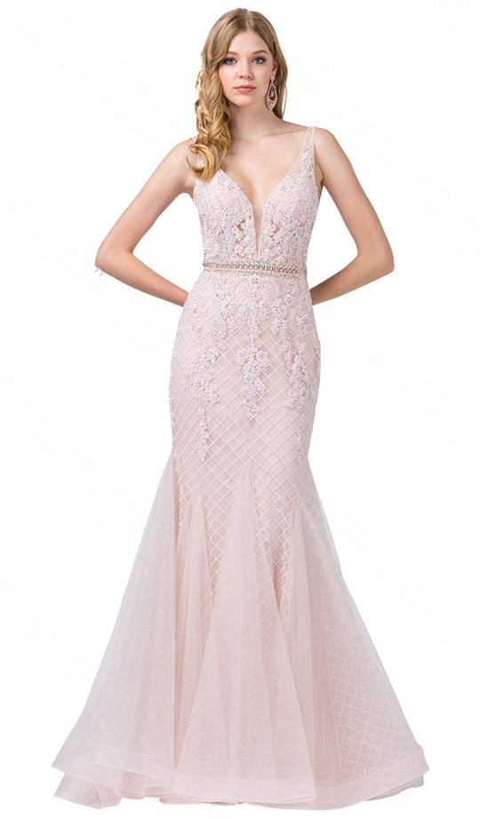 Dancing Queen - 2742 Embroidered Plunging V-Neck Prom Dress
