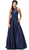 Dancing Queen - 2744 Embellished Halter Pleated A-line Gown In Blue