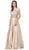 Dancing Queen - 2744 Embellished Halter Pleated A-line Gown In Neutral