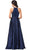 Dancing Queen - 2744 Embellished Halter Pleated A-line Gown In Blue