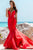 27451 Plunging Neck Taffeta Mermaid Gown